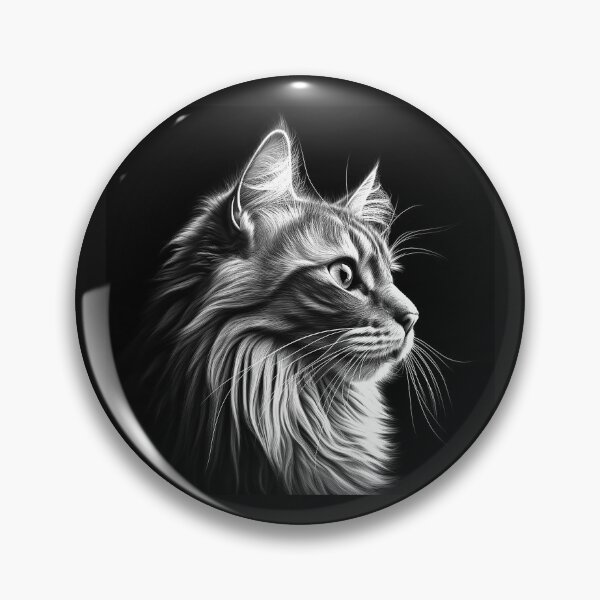 Item preview, Black and White Side Profile Cat Portrait Art designed and sold by inkoutninja.