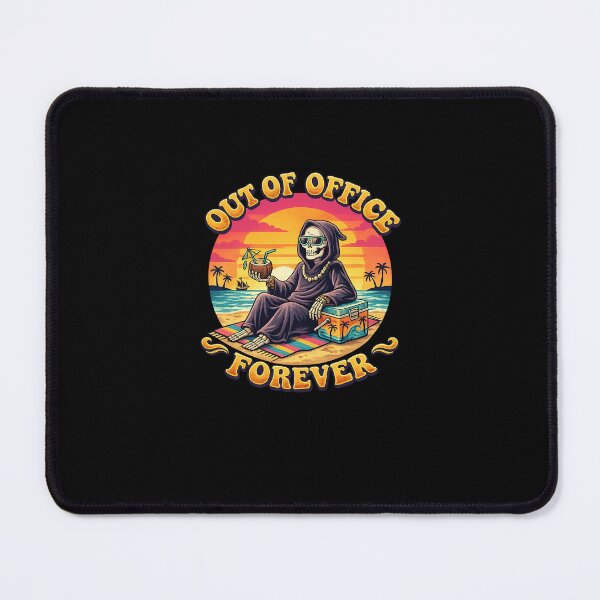 Item preview, Out of Office Forever Funny Grim Reaper Beach Vacation Retro Sunset Skeleton T-Shirt designed and sold by Dzakooob.