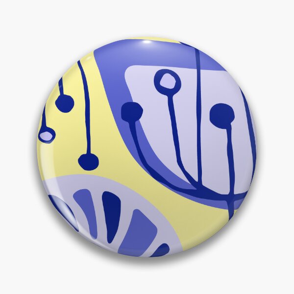 Item preview, Mid-Century Modern Abstract Blue Lilac Floral On Yellow designed and sold by DEC02.