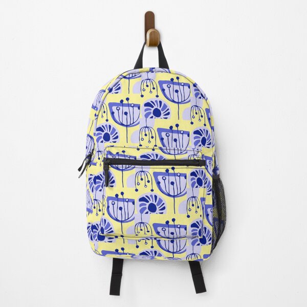 Item preview, Mid-Century Modern Abstract Blue Lilac Floral On Yellow designed and sold by DEC02.