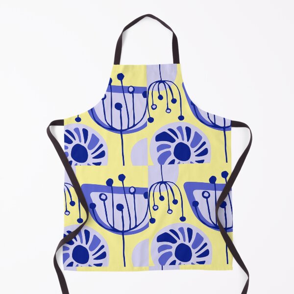 Item preview, Mid-Century Modern Abstract Blue Lilac Floral On Yellow designed and sold by DEC02.
