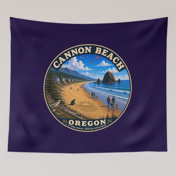 Item preview, Cannon Beach Oregon Retro Travel Badge designed and sold by Swanny's Custom T-shirt and Gift Designs.