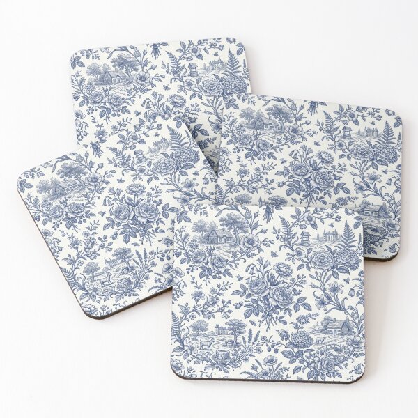 Item preview, French Toile Floral Seamless Pattern with Countryside Landscape designed and sold by FashioonTrends.