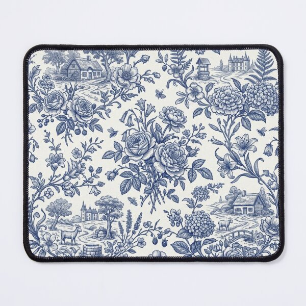 Item preview, French Toile Floral Seamless Pattern with Countryside Landscape designed and sold by FashioonTrends.