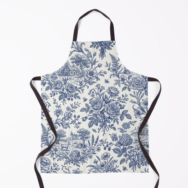 Item preview, French Toile Floral Seamless Pattern with Countryside Landscape designed and sold by FashioonTrends.