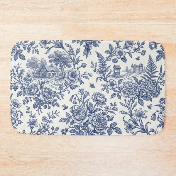 Item preview, French Toile Floral Seamless Pattern with Countryside Landscape designed and sold by FashioonTrends.