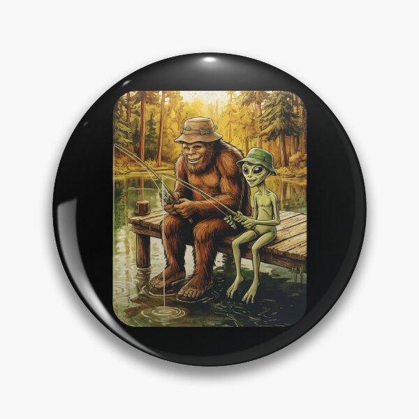 Item preview, Funny Bigfoot And Alien Fishing designed and sold by nosu-art-pod.