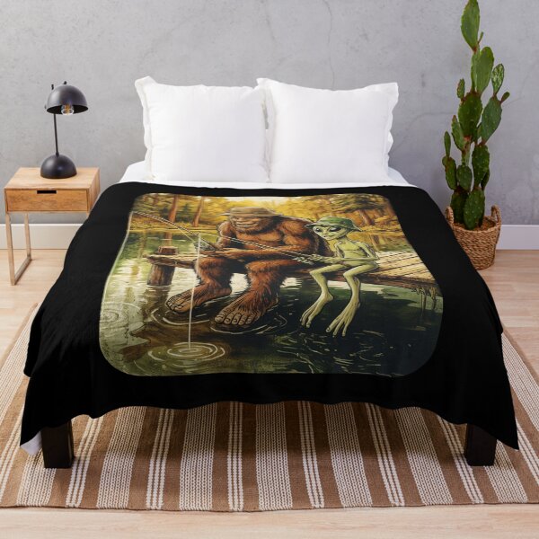 Item preview, Funny Bigfoot And Alien Fishing designed and sold by nosu-art-pod.