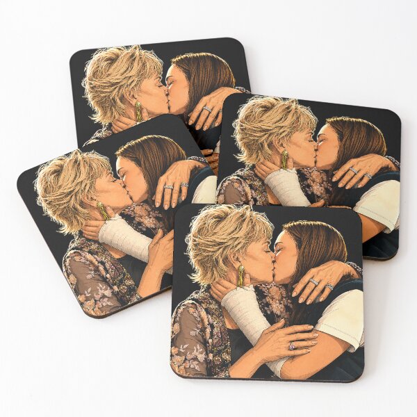 Item preview, Kiss between Ava (Hannah Einbinder) and Deborah (Jean Smart) from the series Hacks (fan art) designed and sold by PopCultureAndStuff.