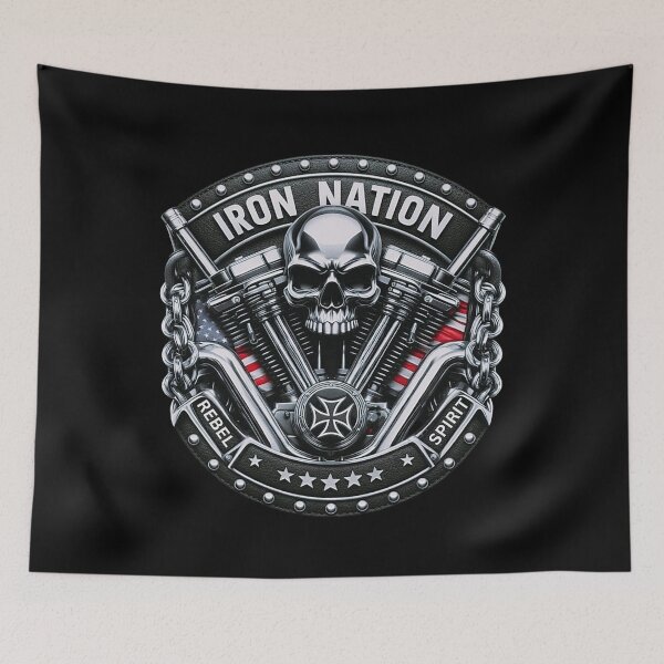 Item preview, Iron Nation Skull Rebel Leather Motorcycle Art Design designed and sold by DeimosArtIntl.