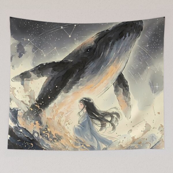 Item preview, Sumi-e Celestial Whale designed and sold by HezeOtakuArt.