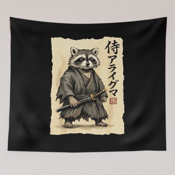 Item preview, Samurai Raccoon Vintage Japanese Art designed and sold by nosu-art-pod.