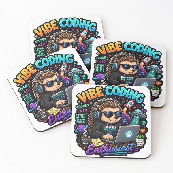 Artikelvorschau, Aufkleber „Vibe Coding Enthusiast Hedgehog Programmer Sticker“ entworfen und verkauft von NuniDesigns.