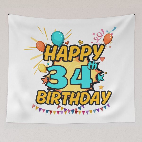 Item preview, Happy 34th Birthday Celebration Design designed and sold by variant designer.