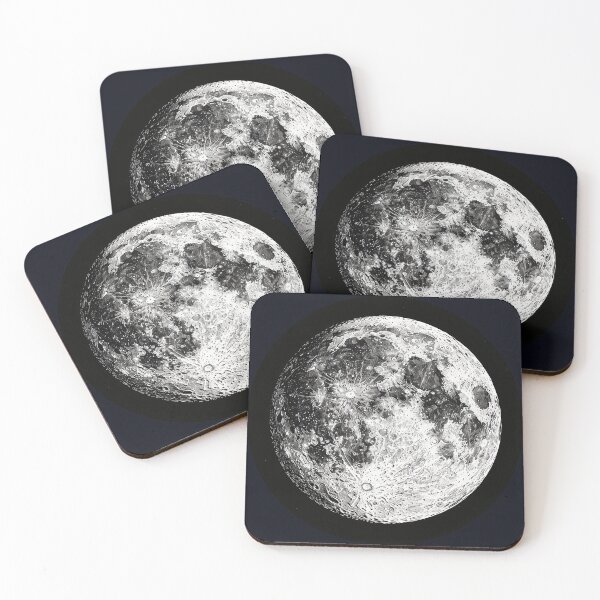Item preview, Detailed Full Moon Illustration – Vintage Lunar Surface Astronomy Art designed and sold by KiraChie.