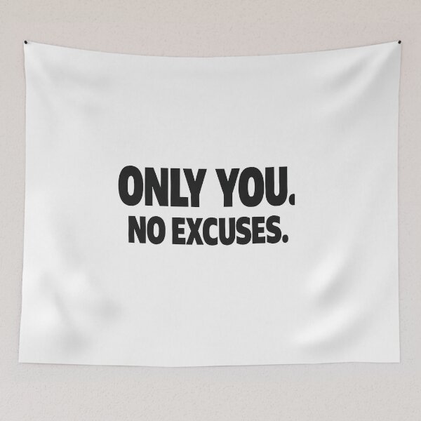 Item preview, Only You No Excuses Motivational Typography Design designed and sold by Lovestickerco.