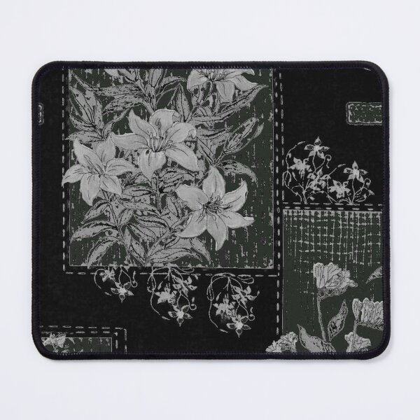 Artikelvorschau, Schwarz-grünes florales Patchwork-Muster, verspielt, gotisch, Grunge entworfen und verkauft von BrontesWhimsyStore.