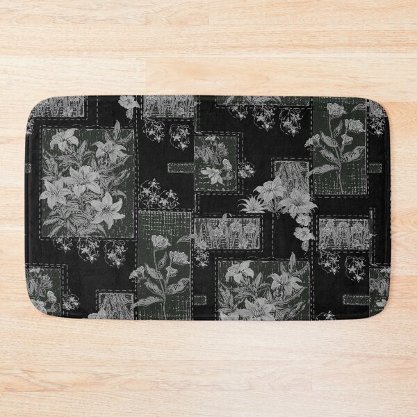 Item preview, black and green floral patchwork whimsigoth grunge designed and sold by BrontesWhimsyStore.