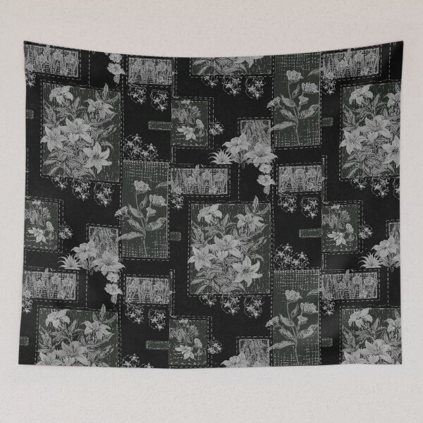 Item preview, black and green floral patchwork whimsigoth grunge designed and sold by BrontesWhimsyStore.