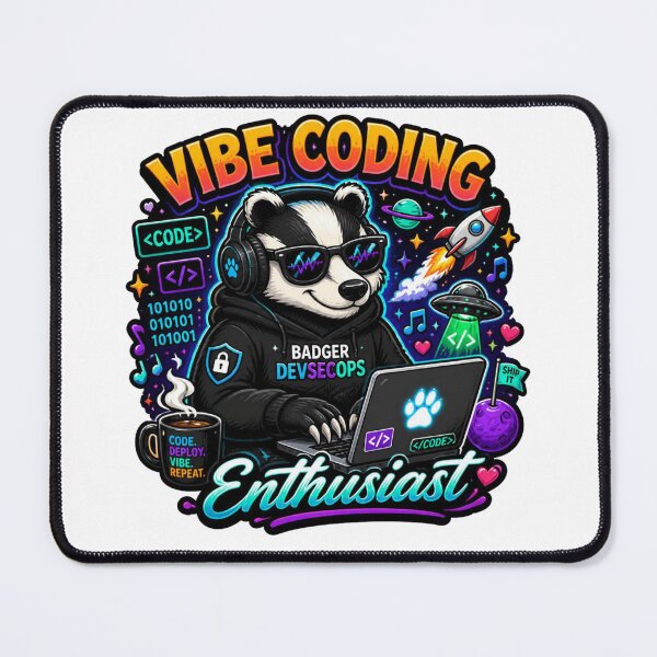 Item preview, Vibe Coding Enthusiast Badger DevSecOps Sticker designed and sold by NuniDesigns.