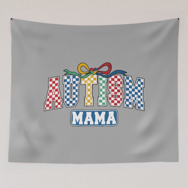 Item preview, Autism Mama Coquette Bow Checkered Print Autism Awareness designed and sold by KathieFaugh.