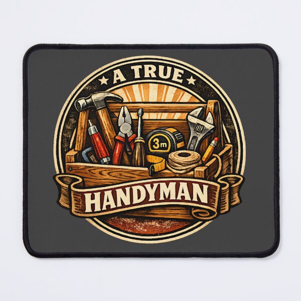 Item preview, A True Handyman – Minimal Retro Toolbox Badge designed and sold by FilBlue.