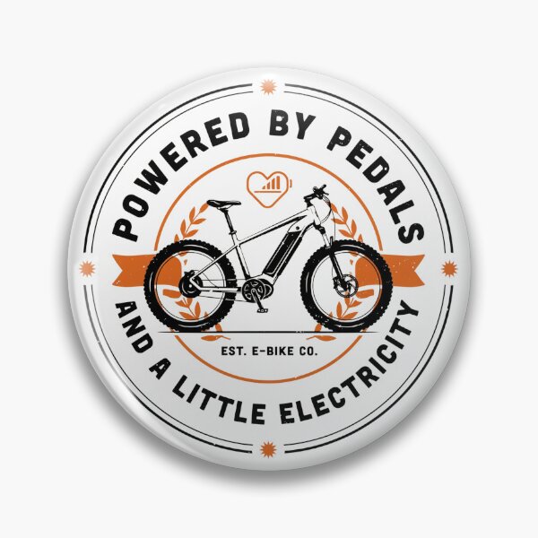 Item preview, Powered by Pedals and a Little Electricity | Funny E-Bike Vintage Badge Design designed and sold by ArcticFoxStudio.