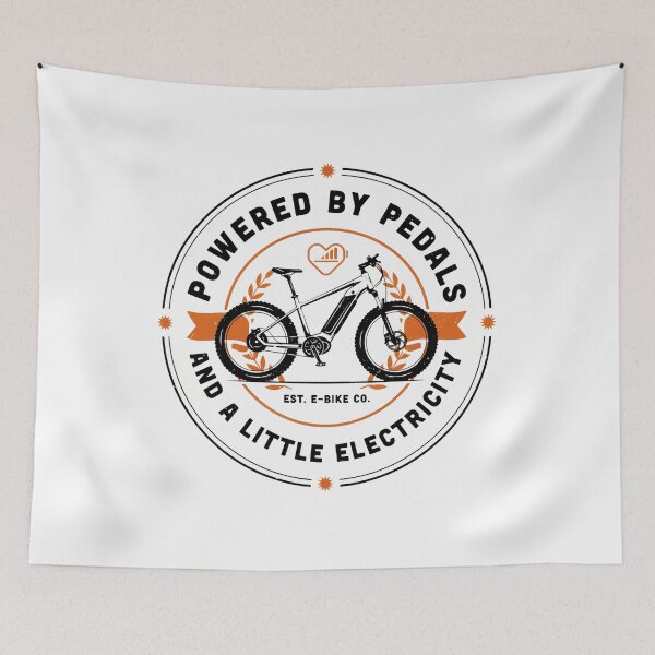 Item preview, Powered by Pedals and a Little Electricity | Funny E-Bike Vintage Badge Design designed and sold by ArcticFoxStudio.
