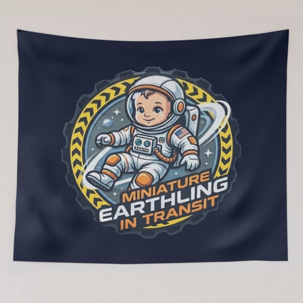 Item preview, Miniature Earthling in Transit Cute Baby Astronaut Space Art designed and sold by KabronX.