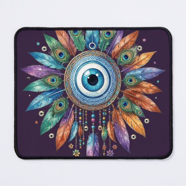 Item preview, Boho Evil Eye Feather Mandala designed and sold by TheUnveiledEye.