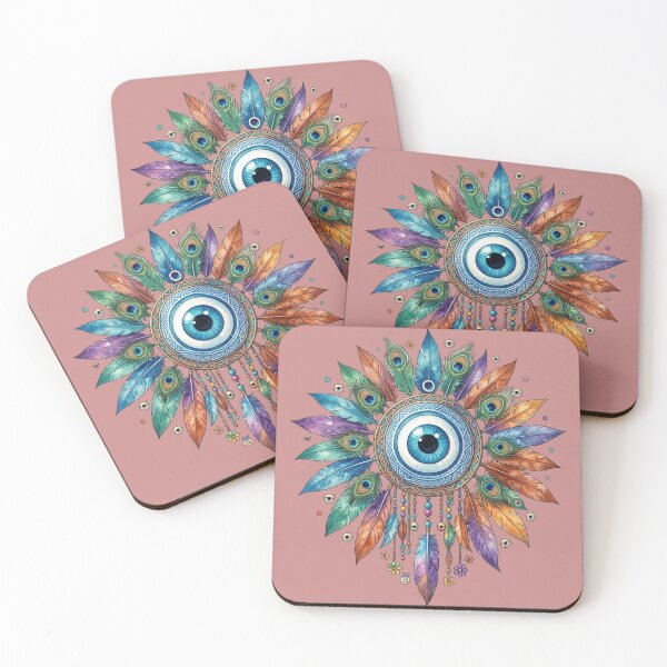 Item preview, Boho Evil Eye Feather Mandala designed and sold by TheUnveiledEye.