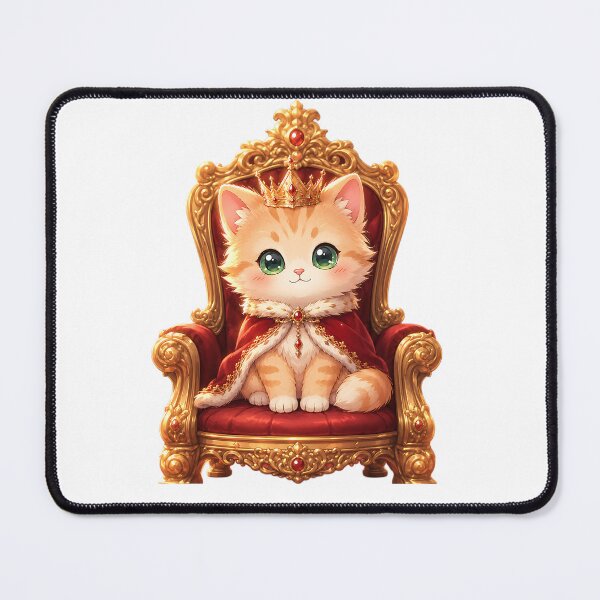 Item preview, Cute Royal King Cat on Throne - Kawaii Prince Kitten Art designed and sold by 299Art.