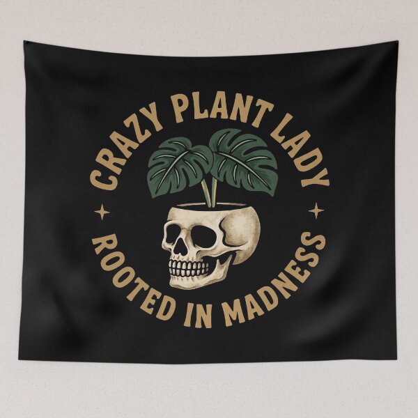 Item preview, Crazy Plant Lady Funny Monstera Skull Planter designed and sold by Eh Plus Designs.