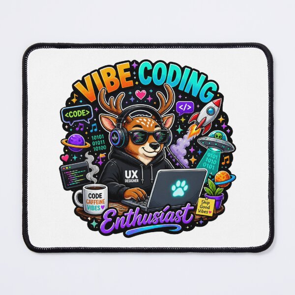 Item preview, Vibe Coding Enthusiast Deer UX Designer Sticker designed and sold by NuniDesigns.