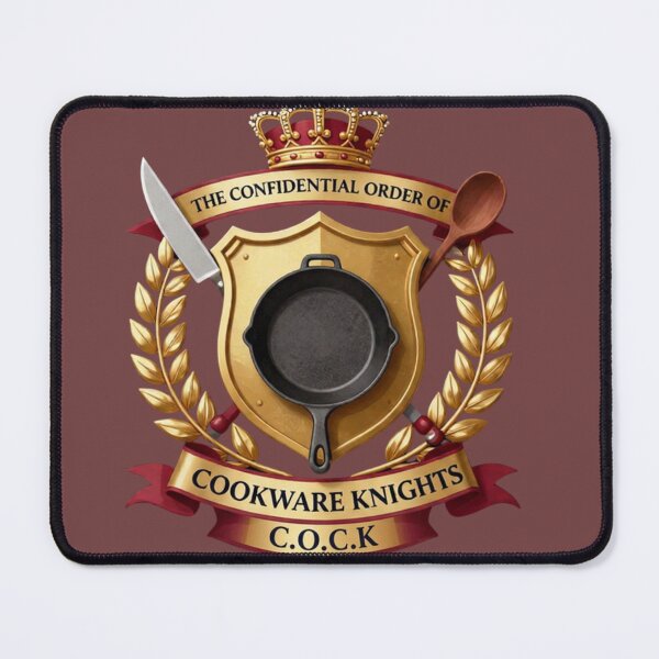 Item preview, Emblem The Confidential Order of Cookware Knights, or COCK, Steeles pots and pans, Belinda Blinked designed and sold by SelfrontStudios.