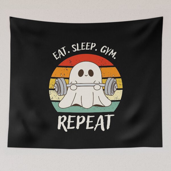 Item preview, Eat. Sleep. Gym. Repeat Ghost Design designed and sold by OldSkullDesigns.
