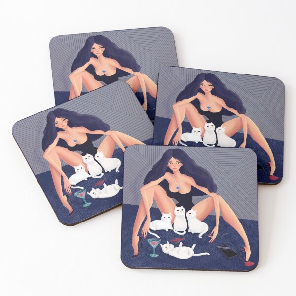 Item preview, Сat Lady Goals-Stylish Independent Woman with Cats Art designed and sold by ArtbyLanaN.