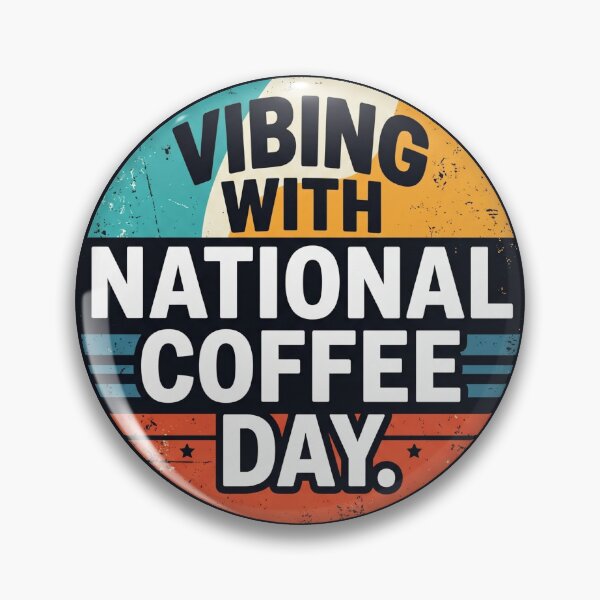Item preview, Vintage National Coffee Day Retro Sunset Badge Vibe designed and sold by Pride Emblem Prints.