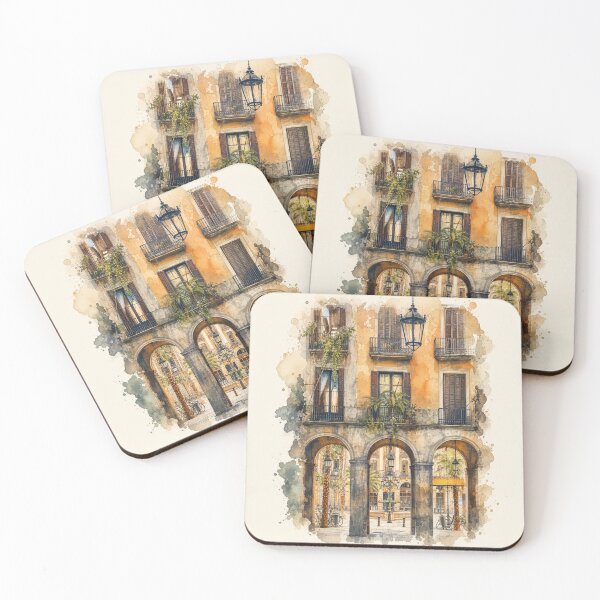 Item preview, Arches of Light – Mediterranean Courtyard Watercolor Tee designed and sold by Peace Frog SEA.