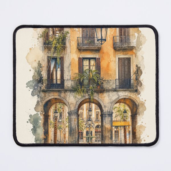 Item preview, Arches of Light – Mediterranean Courtyard Watercolor Tee designed and sold by Peace Frog SEA.