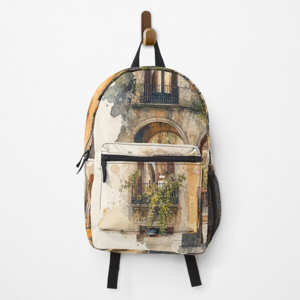 Item preview, Arches of Light – Mediterranean Courtyard Watercolor Tee designed and sold by Peace Frog SEA.