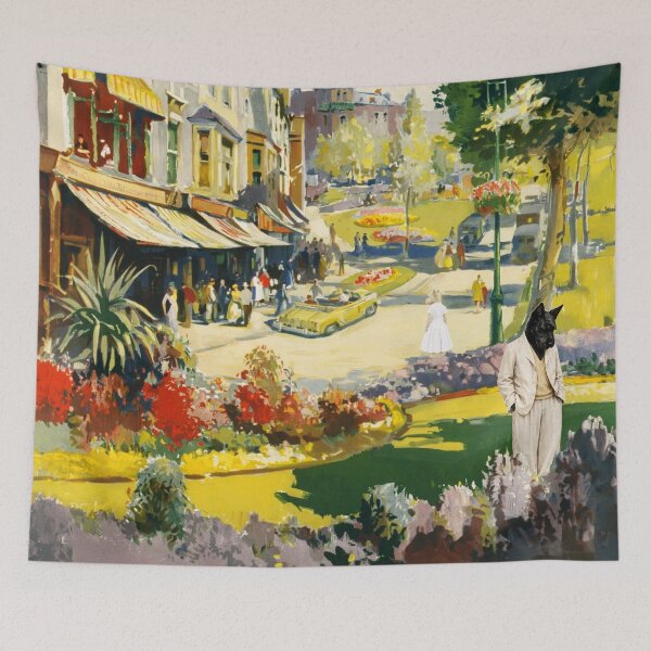 Item preview, Harrogate Vintage Railway Poster with Scottish Terriers designed and sold by CJChronicles.