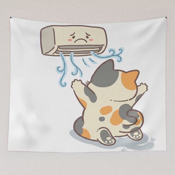 Item preview, Cute Calico Cat Melting Summer Heatwave designed and sold by CrystalMineArts.