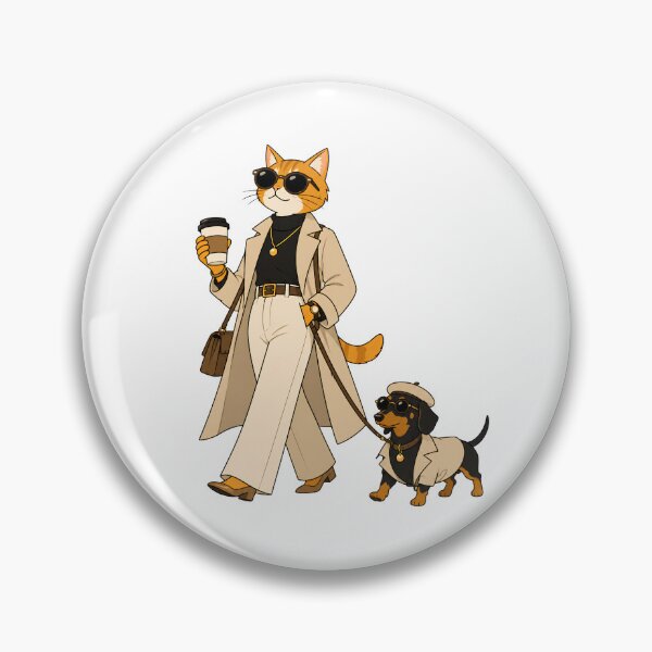 Item preview, Coffee Walk Chic – Fashion Cat & Stylish Dachshund designed and sold by filou designs.