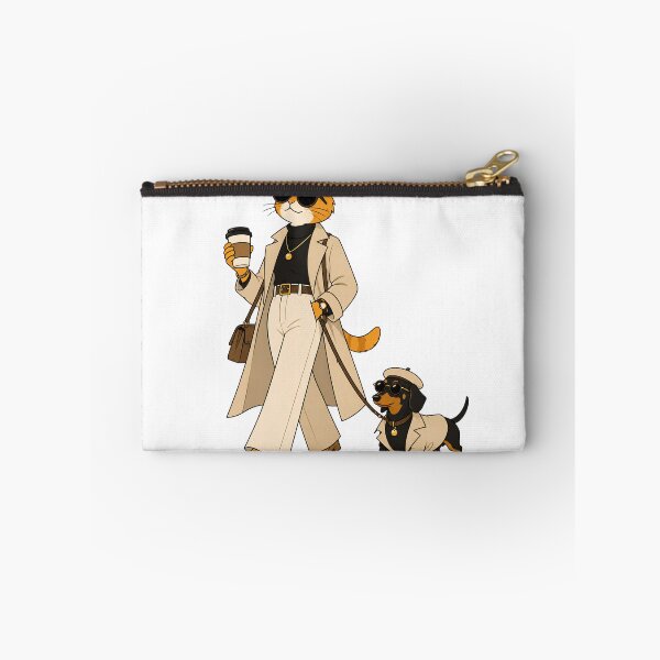 Item preview, Coffee Walk Chic – Fashion Cat & Stylish Dachshund designed and sold by filou designs.