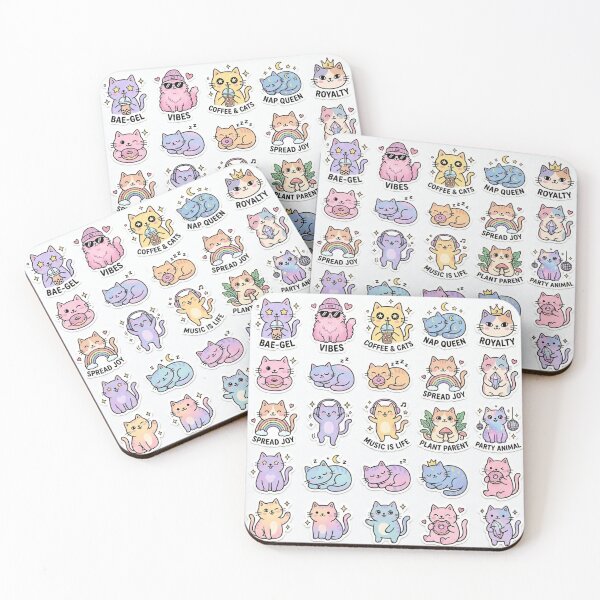 Item preview, Cute Pastel Kawaii Cat Sticker Collection designed and sold by MochiMeteor.