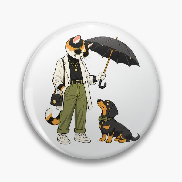 Item preview, Elegant Cat & Loyal Dachshund – Stylish Animal Fashion Illustration designed and sold by filou designs.