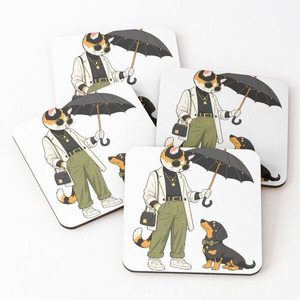 Item preview, Elegant Cat & Loyal Dachshund – Stylish Animal Fashion Illustration designed and sold by filou designs.