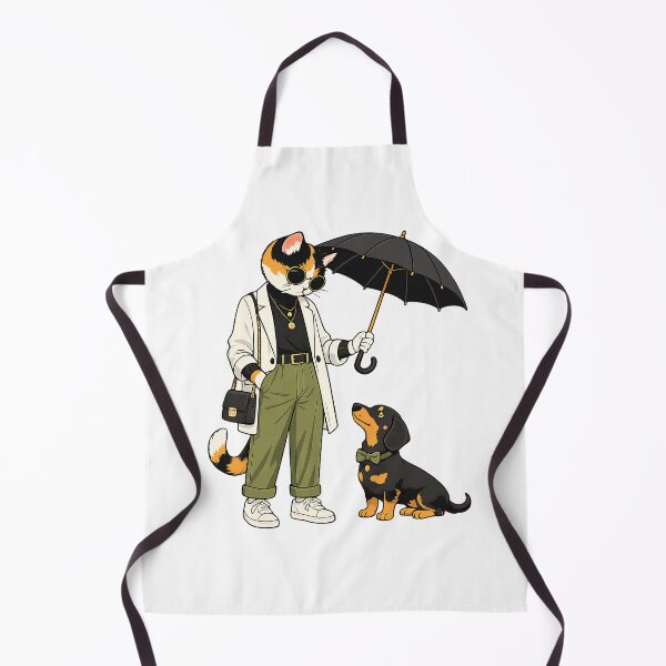 Item preview, Elegant Cat & Loyal Dachshund – Stylish Animal Fashion Illustration designed and sold by filou designs.