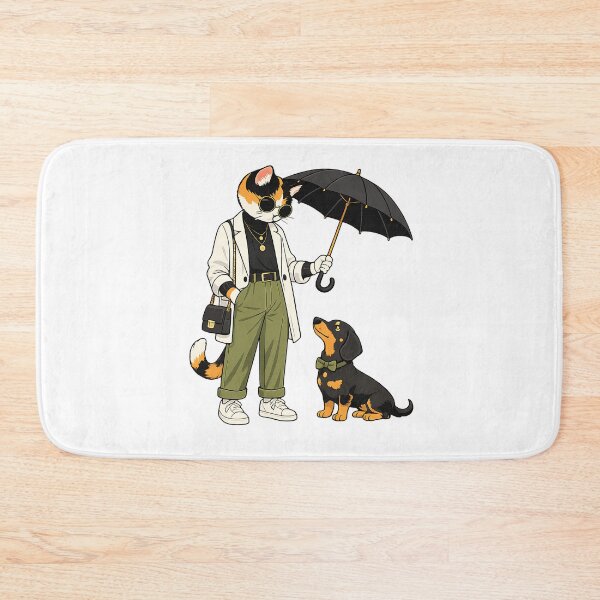Item preview, Elegant Cat & Loyal Dachshund – Stylish Animal Fashion Illustration designed and sold by filou designs.